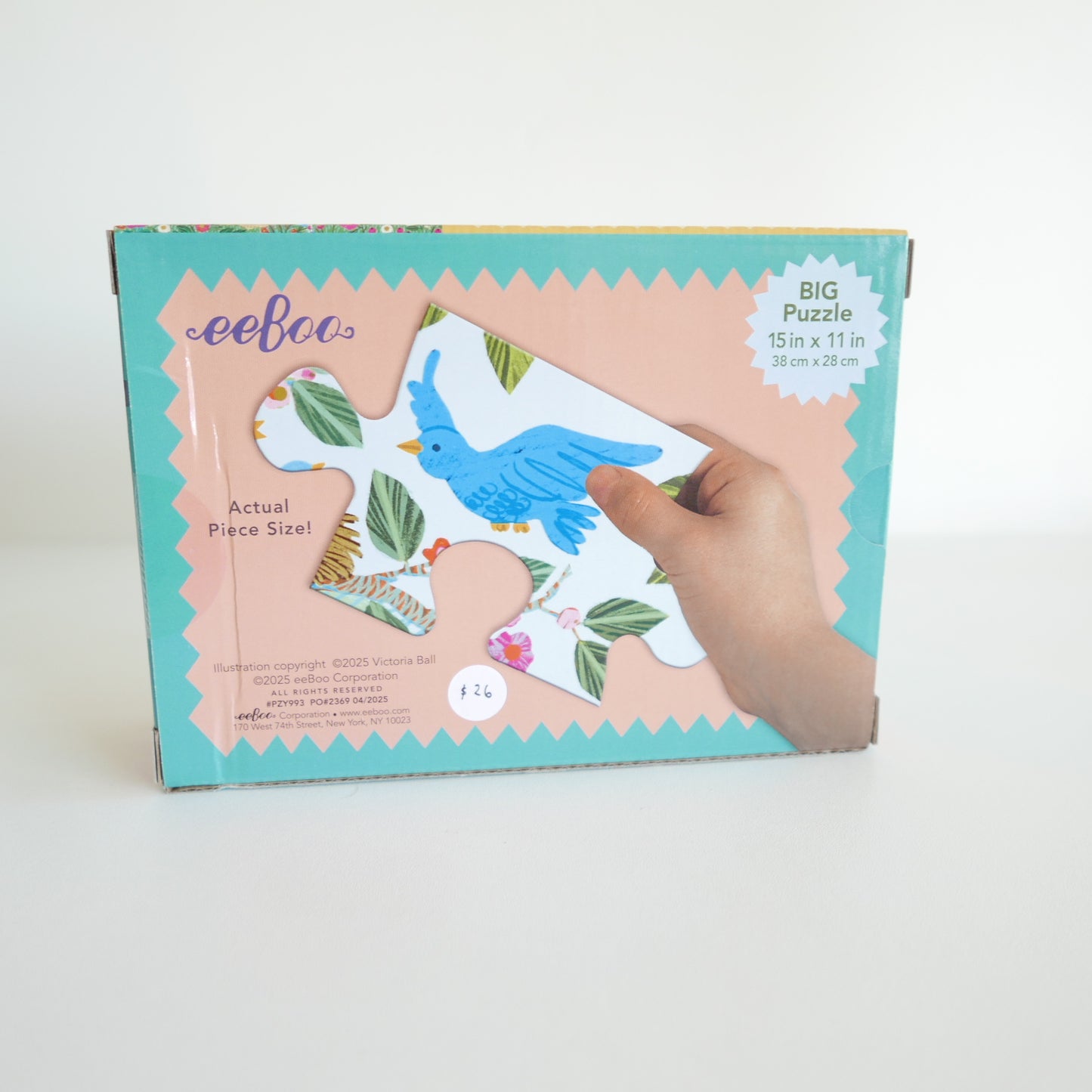 eeBoo puzzle box with a bird illustration on a white background