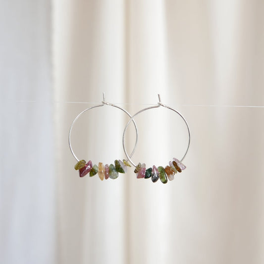 Goodheart Hoops Gemstone - Tourmaline