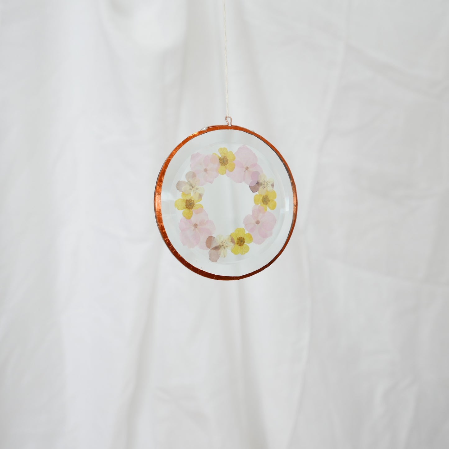 Pressed Flower Suncatcher - Buttercup and Hydrangea