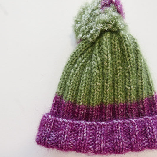 Alpaca Beanie in Pumpkin + Grape