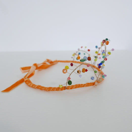 Gala Beaded Crown - Tangerine