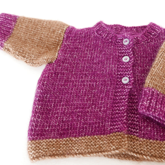 Knitted Cardigan in Grape + Cocoa