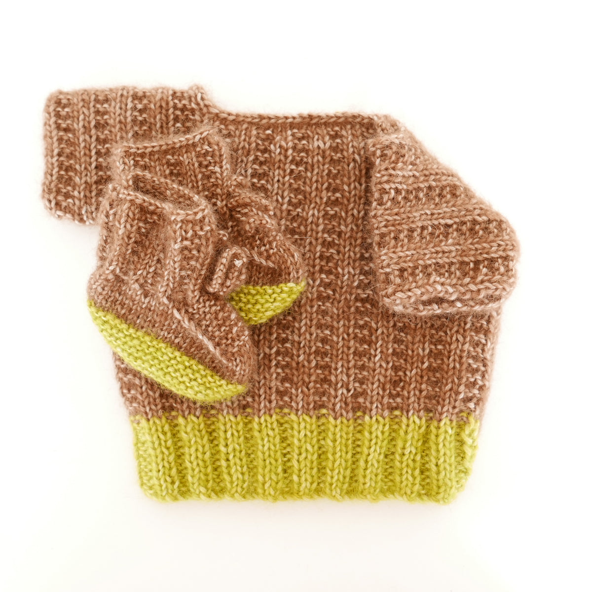 Knitted T Shirt with Booties in Cocoa + Lime