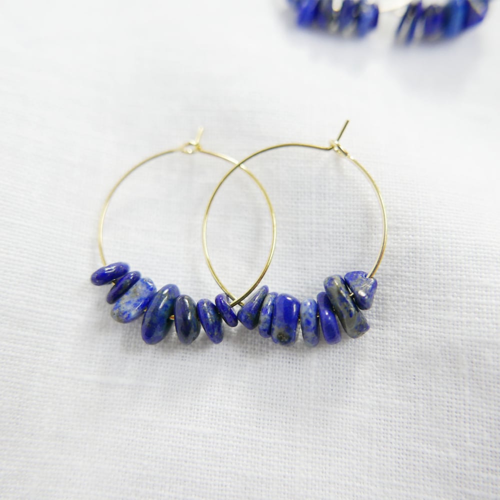Goodheart Hoops Gemstone - Lapis Lazuli