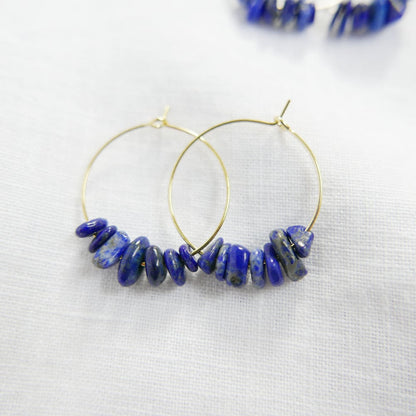 Goodheart Hoops Gemstone - Lapis Lazuli