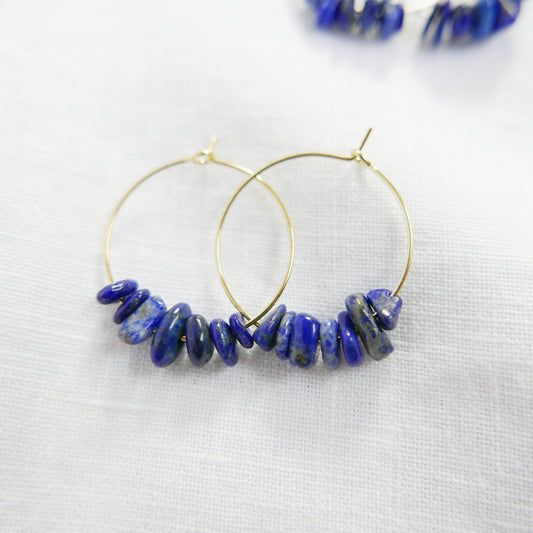 Goodheart Hoops Gemstone - Lapis Lazuli