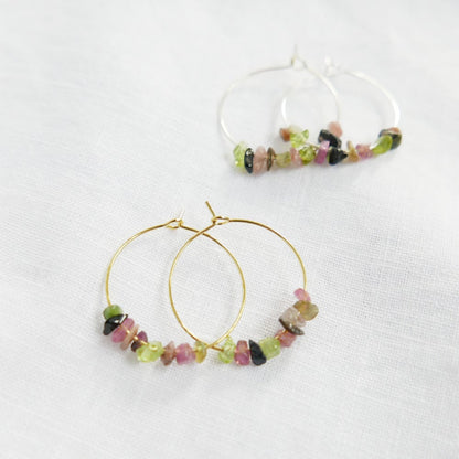 Goodheart Hoops Gemstone - Tourmaline