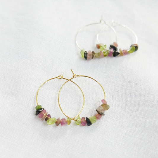 Goodheart Hoops Gemstone - Tourmaline