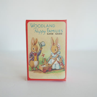 Woodland Happy Families card game box with illustrations of rabbits on a white background