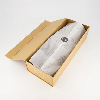 Handmade Large Ted plush bear in warm cedar brown, featuring stitched face and soft texture, photographed on a white background