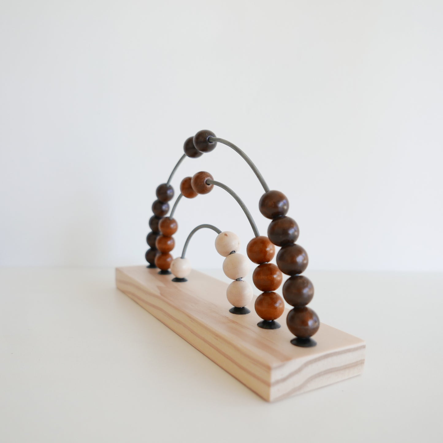 Wooden abacus with brown and beige beads 