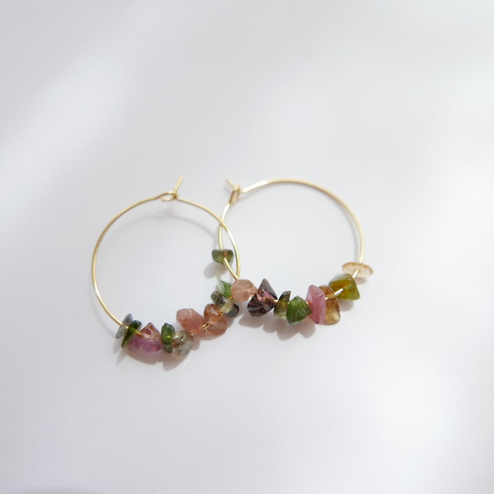 Goodheart Hoops Gemstone - Tourmaline