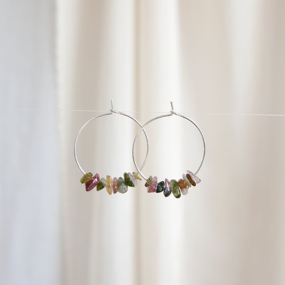 Goodheart Hoops Gemstone - Tourmaline