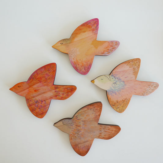 Wooden Bird Wall Art - Hand Painted