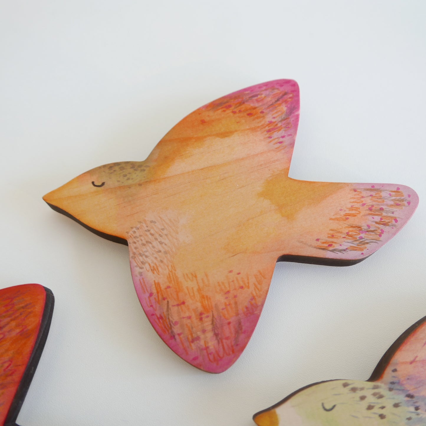 Wooden Bird Wall Art - Hand Painted