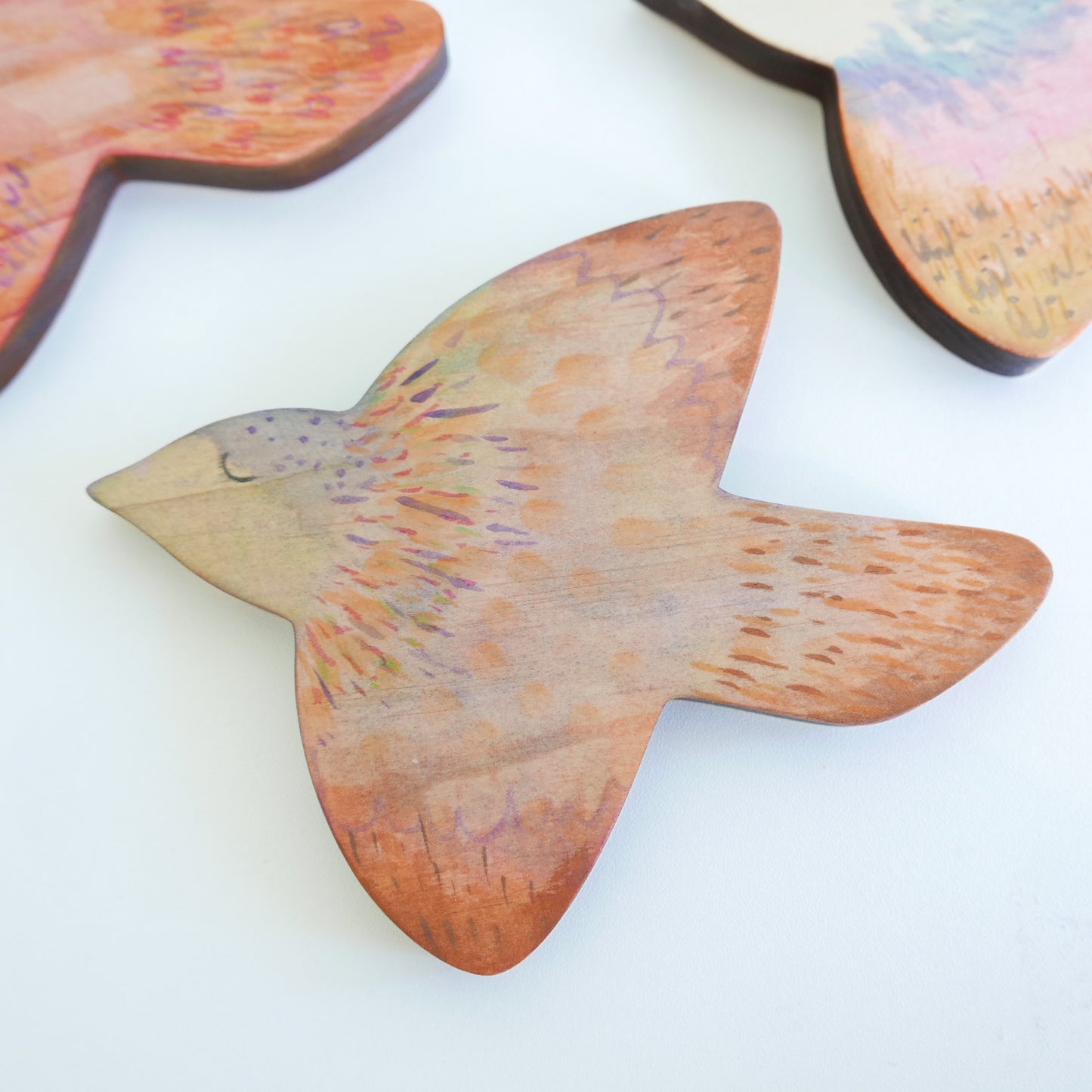 Wooden Bird Wall Art - Hand Painted