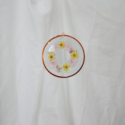 Pressed Flower Suncatcher - Buttercup and Hydrangea