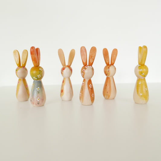Hand Painted Rabbits - Orange + Yellows