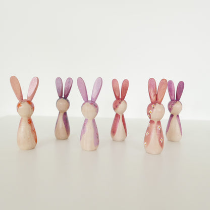 Hand Painted Rabbits - Pinks + Purples