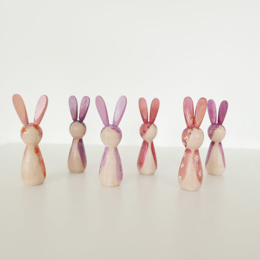 Hand Painted Rabbits - Pinks + Purples