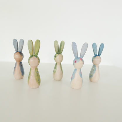 Hand Painted Rabbits - Blues + Greens