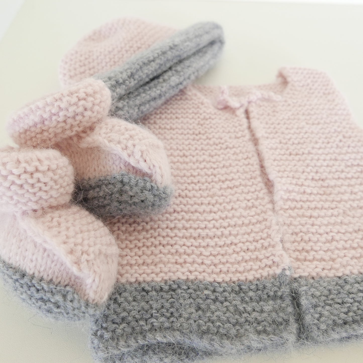 Knitted Vest and Bootie and Bonnet Set in Sweetie