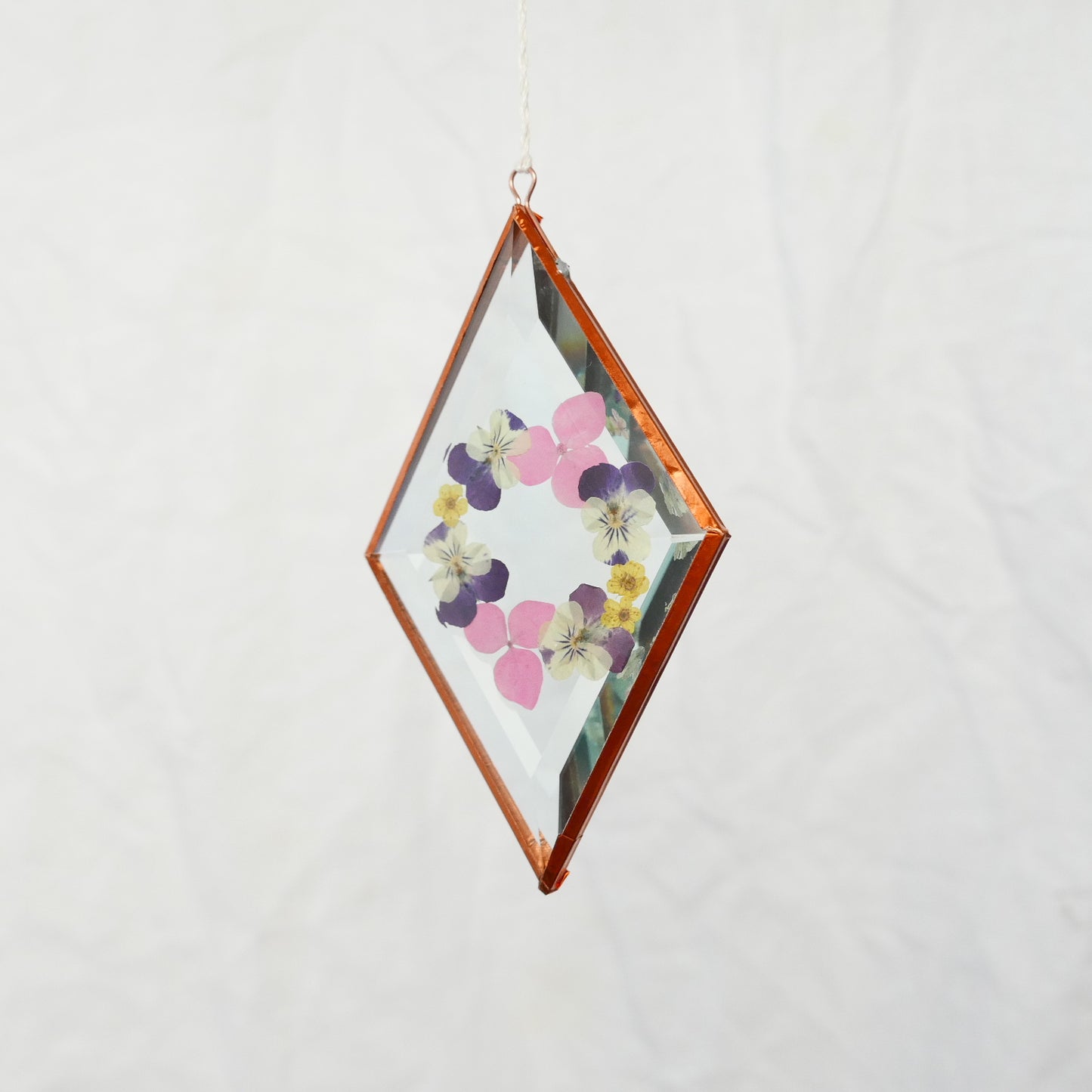 Pressed Flower Suncatcher - Viola and Blossoms