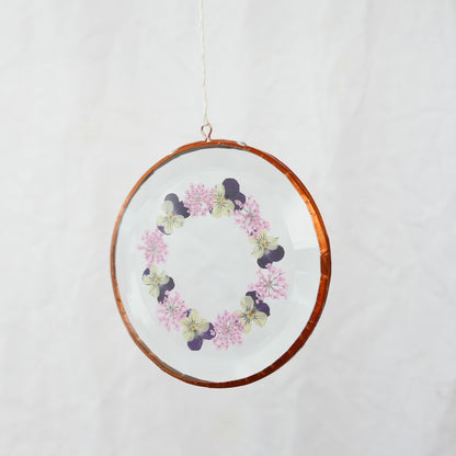 Pressed Flower Suncatcher - Viola + Queen Anne's lace