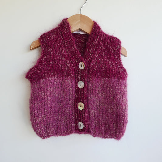 Hand knitted vest - Rhubarb
