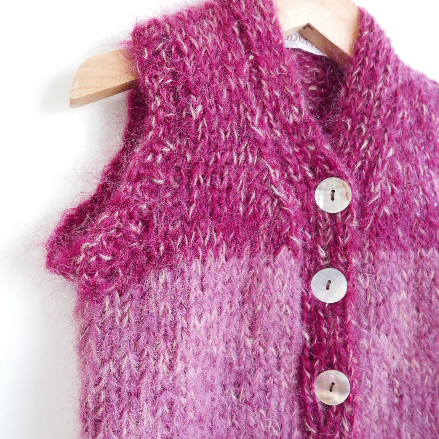 Hand knitted vest - Rhubarb