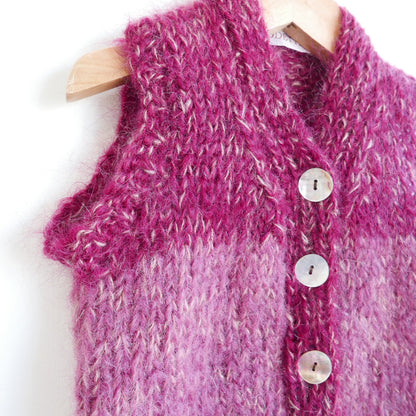 Hand knitted vest - Rhubarb