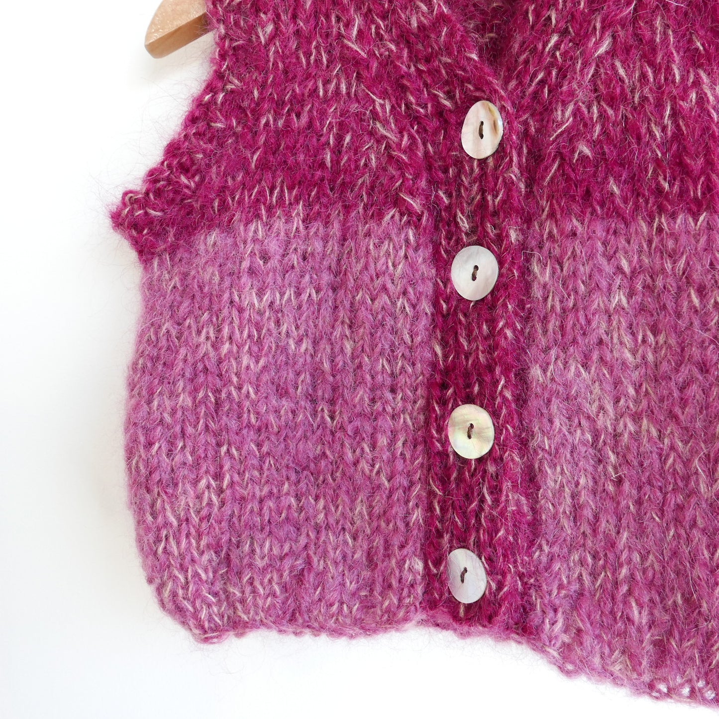 Hand knitted vest - Rhubarb