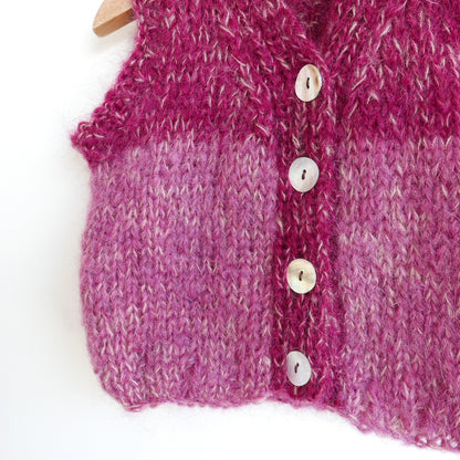 Hand knitted vest - Rhubarb