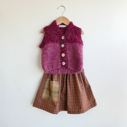 Hand knitted vest - Rhubarb