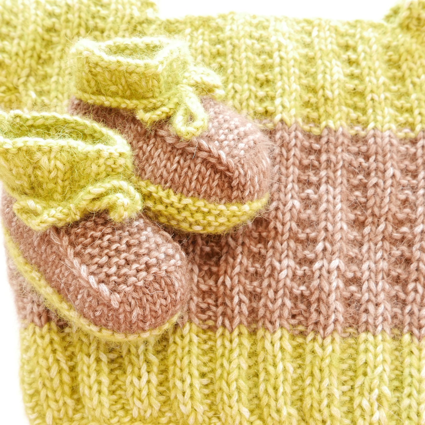 Knitted T Shirt with Booties in Cocoa + Lime