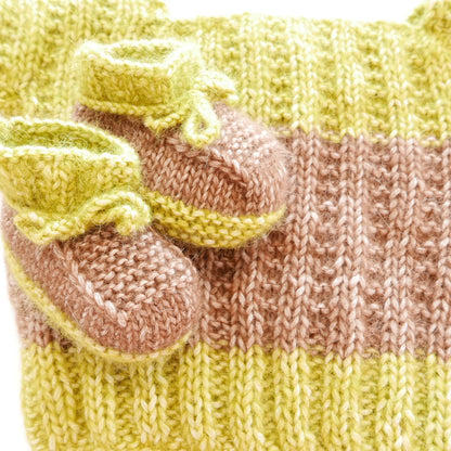 Knitted T Shirt with Booties in Cocoa + Lime