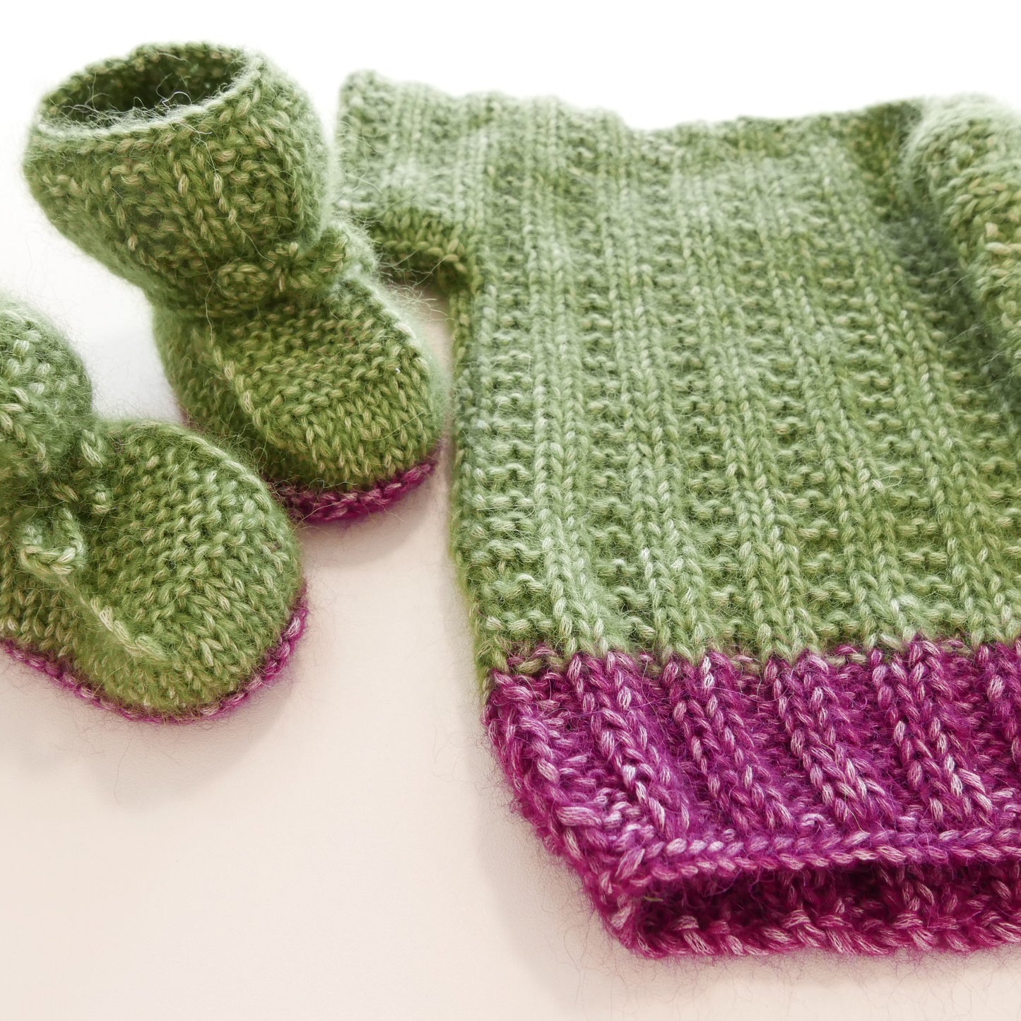 Knitted T Shirt with Booties in Pumpkin Seed + Grape