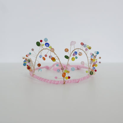 Gala Beaded Crown - Soft Pink
