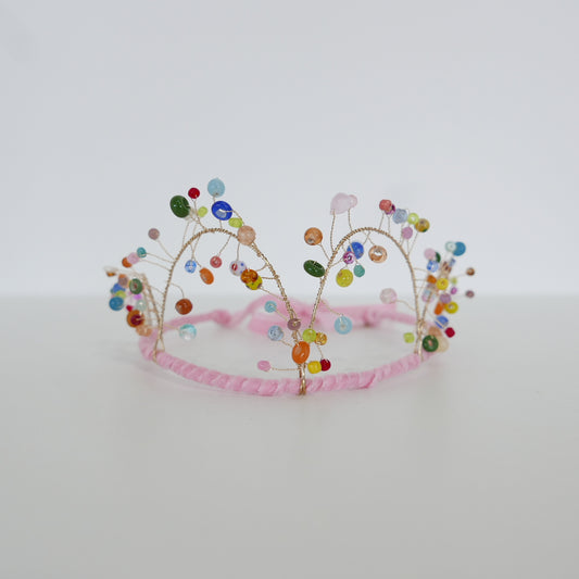 Gala Beaded Crown - Soft Pink