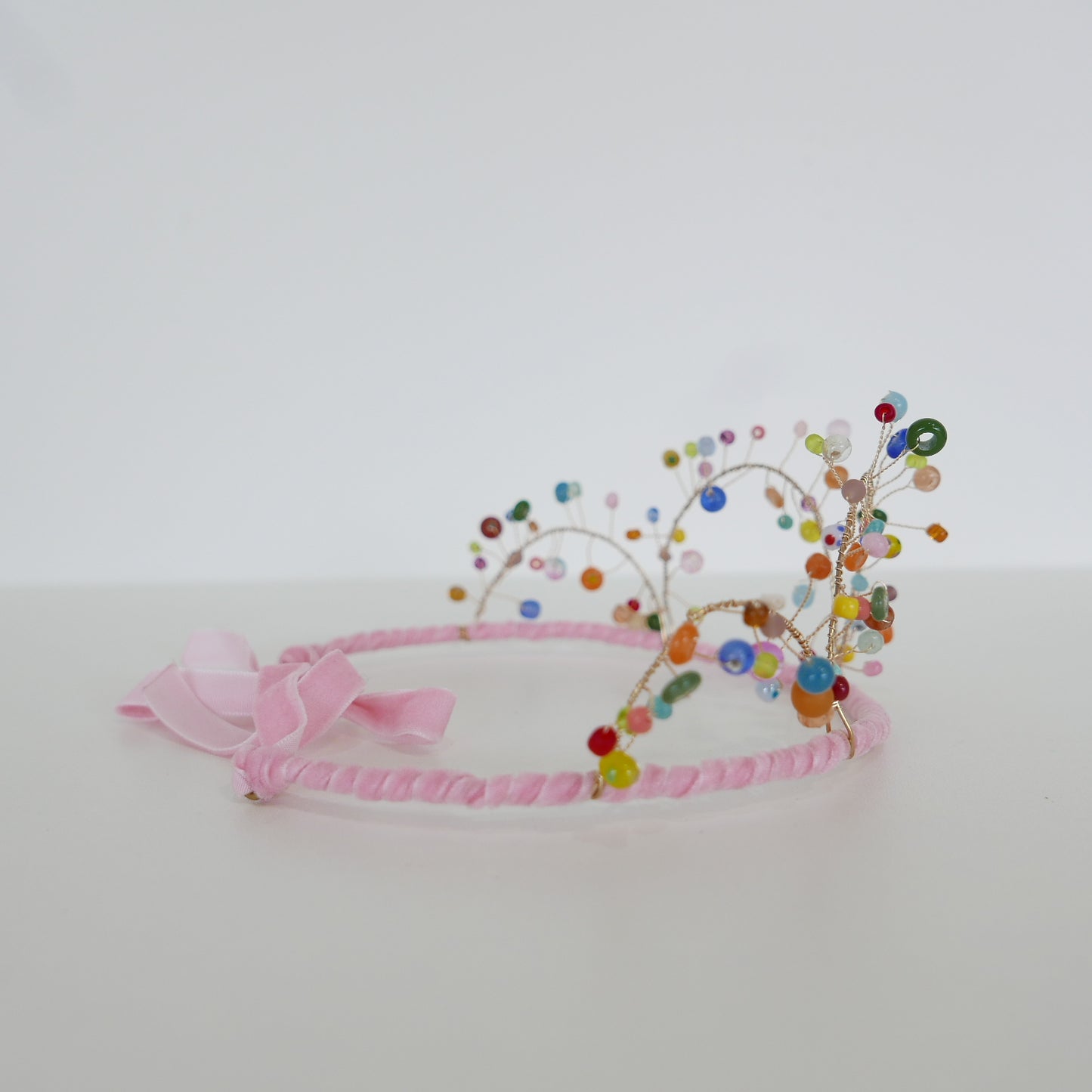 Gala Beaded Crown - Soft Pink