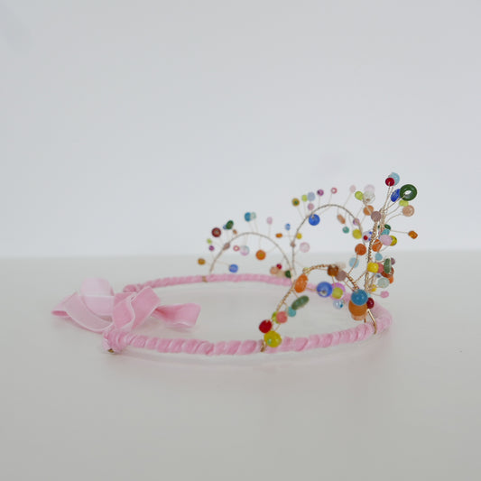 Gala Beaded Crown - Soft Pink