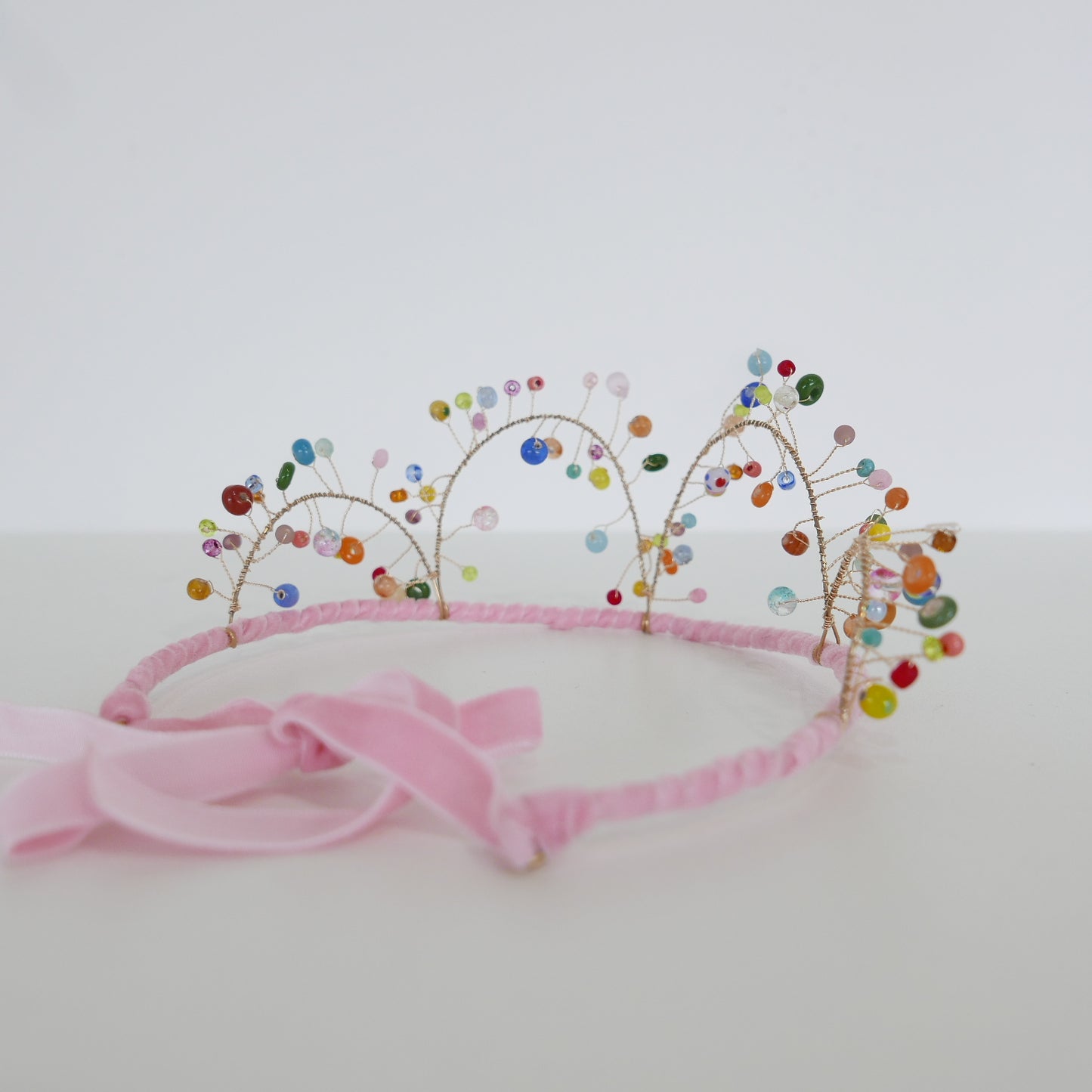 Gala Beaded Crown - Soft Pink