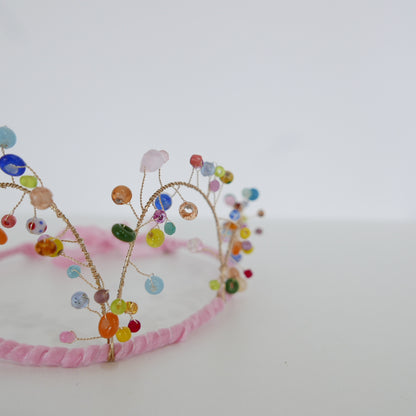 Gala Beaded Crown - Soft Pink