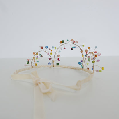 Gala Beaded Crown - Cream
