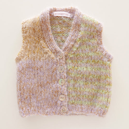 Hand knitted vest - Lilac + Mint
