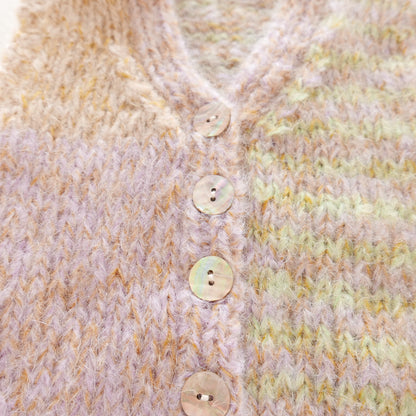 Hand knitted vest - Lilac + Mint