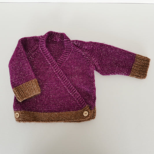 Cross Over Cardigan in Cocoa and Purple