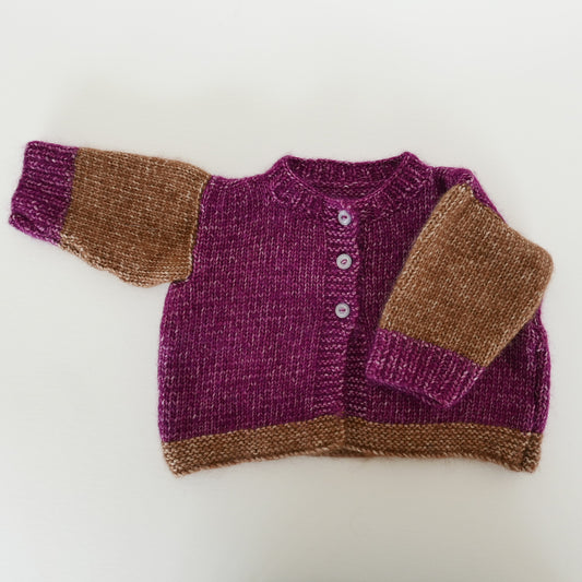 Knitted Cardigan in Grape + Cocoa