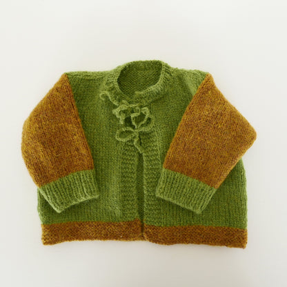 Knitted Cardigan in Green + Clay