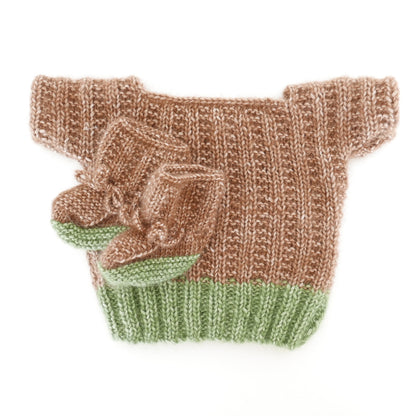 Knitted T Shirt with Booties in Cocoa + Green